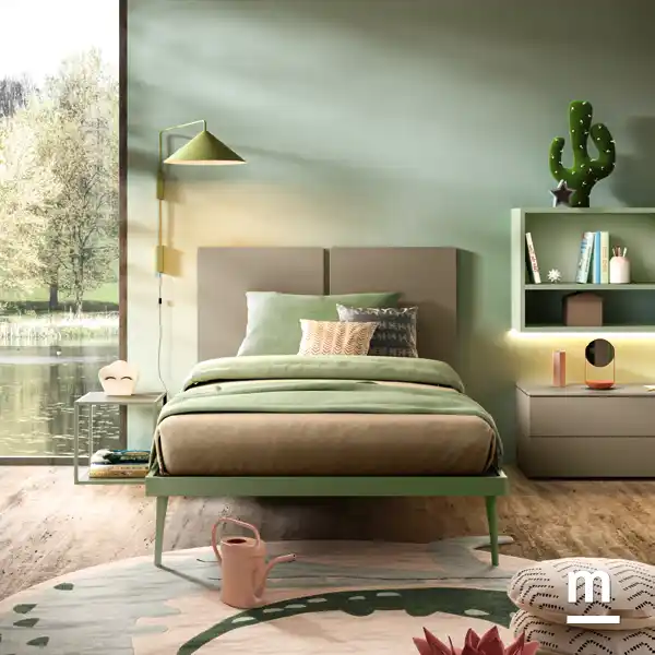 Letto con  testata in pannello Twins