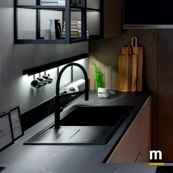 Lavello con barra attrezzata e led