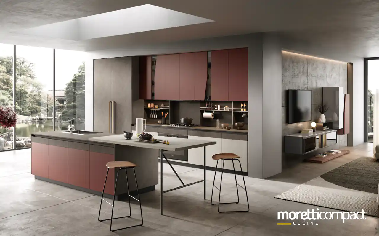 Cucina lineare con isola