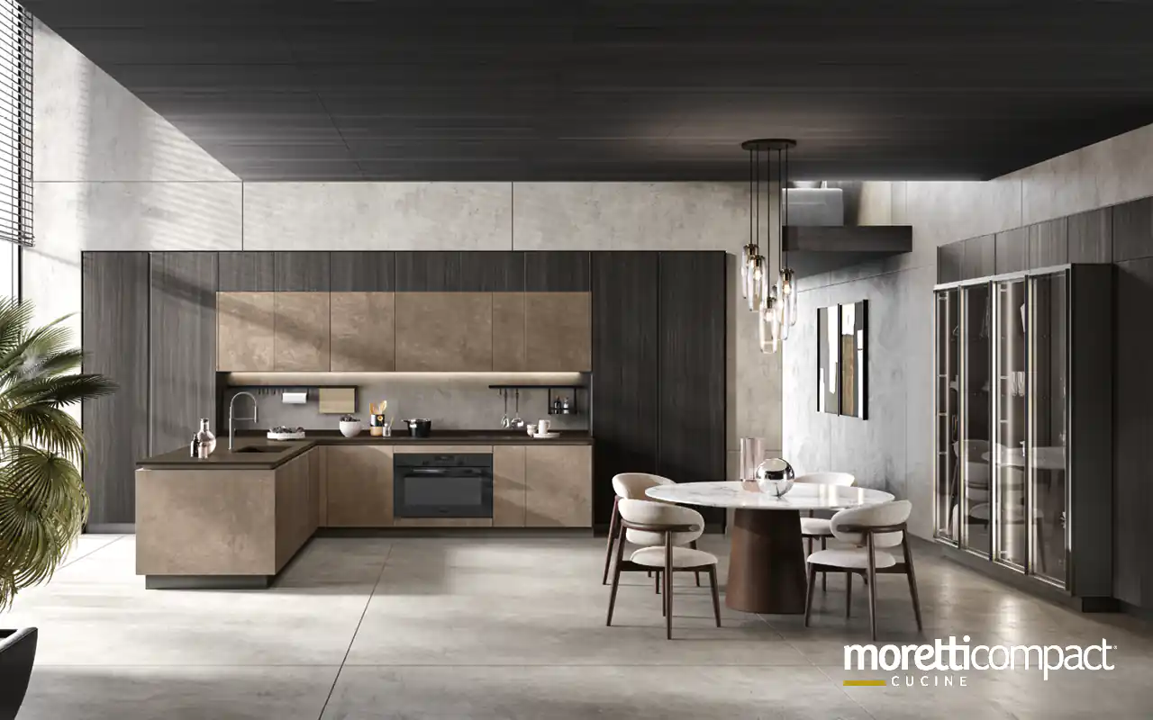 Cucina con aperture a gola perimetrali