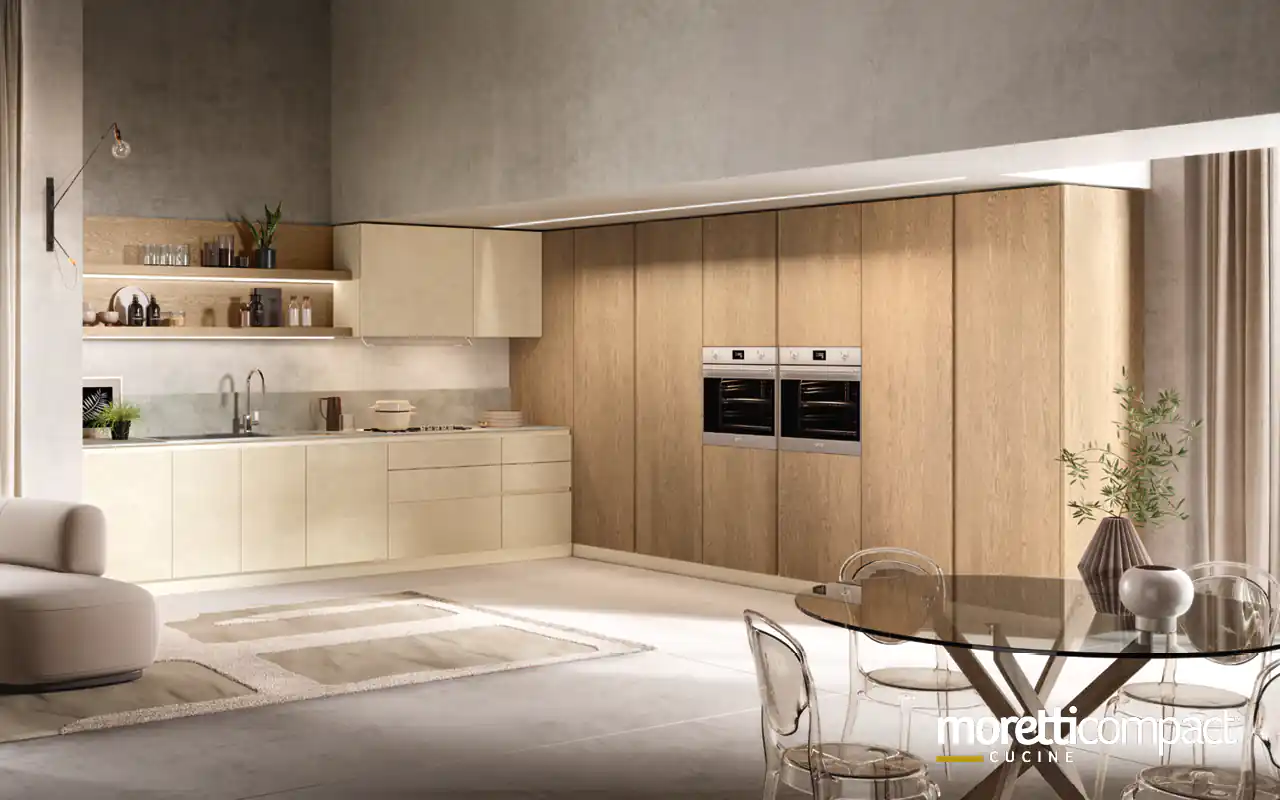 Cucina ad angolo con ante ad apertura gola