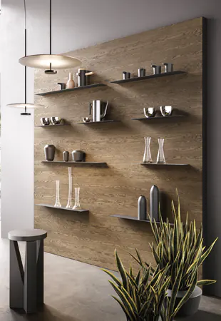 Boiserie con mensole in lamiera