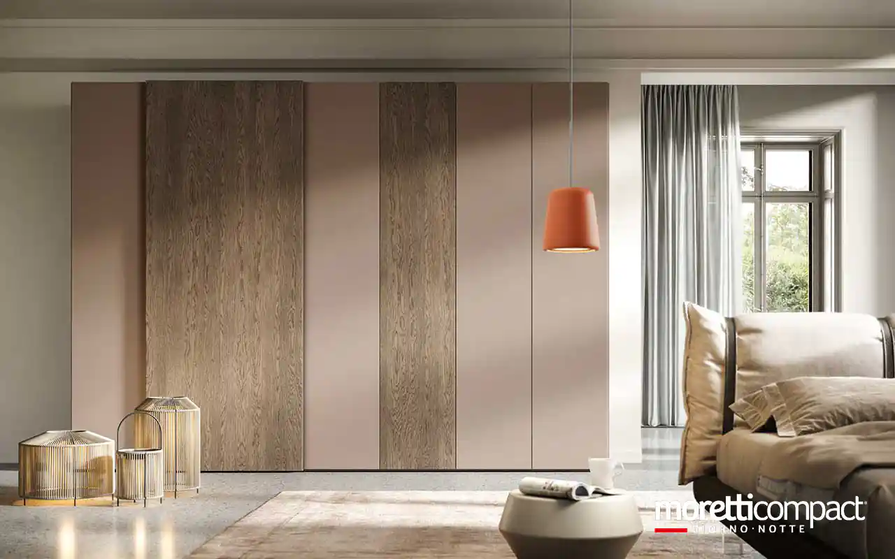 Armadio combinato con ante battenti e scorrevole Rovere Yuta