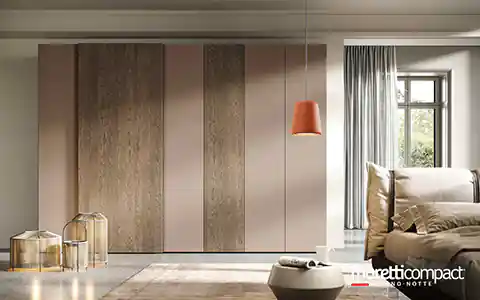 Armadio combinato con ante battenti e scorrevole Rovere Yuta