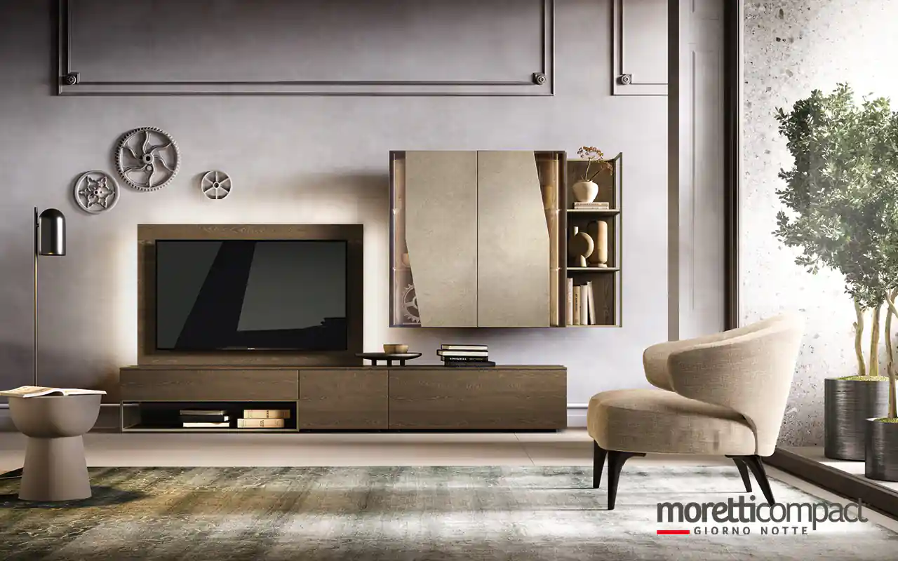 Living industrial con mobiletto pensile