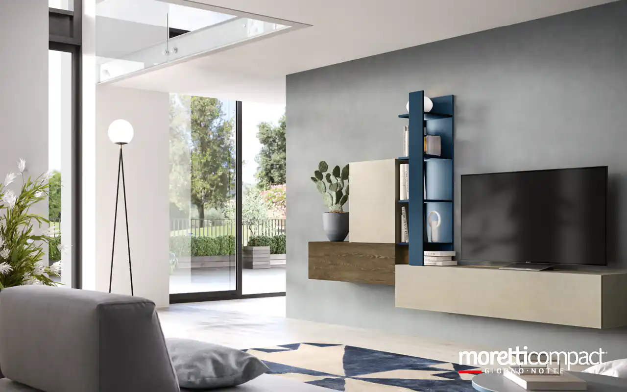 Living con modulo a giorno blu oltremare