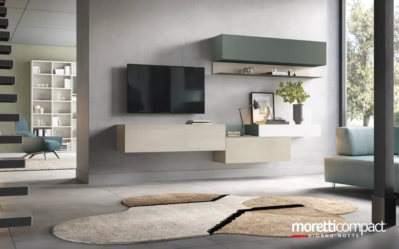 Living sospeso con moduli muschio