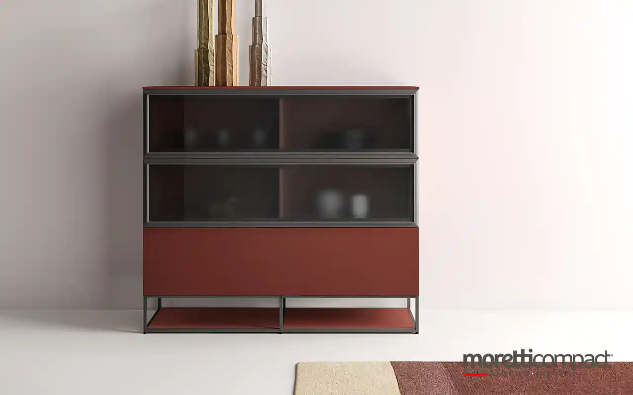 Madia porpora con ante in vetro