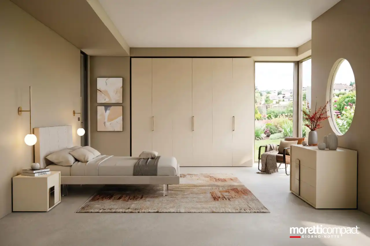 Camera Prime con Armadio battente, gruppo Gemma e letto imbottito Sirius