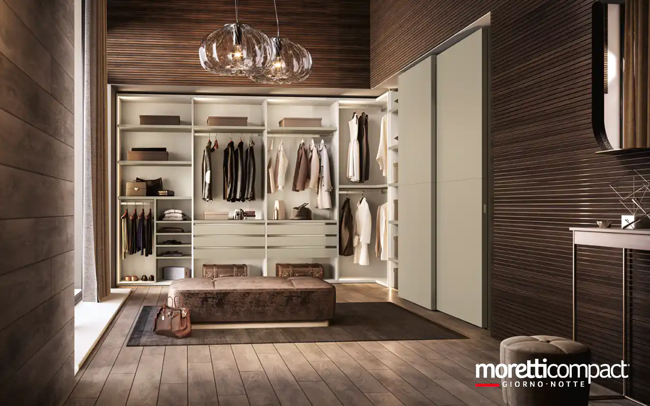 Cabina a moduli ad angolo con armadio
