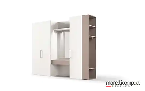 Armadio con ante battenti, modulo utility con specchio e terminale