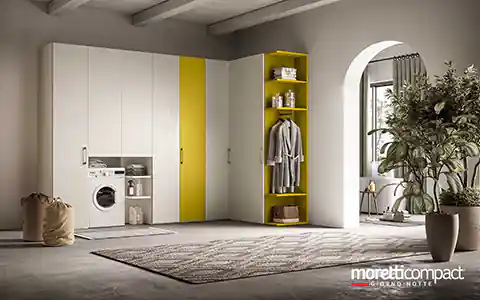 Armadio ad angolo utility con ante battenti e terminale aperto