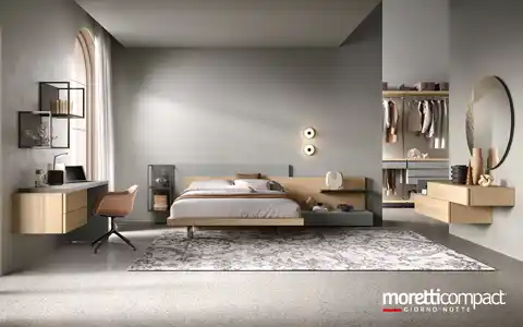 Camera con gruppo Modula e letto in pannello